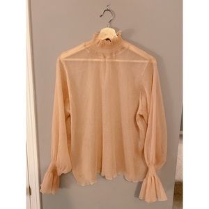 Oak & Fort sheer ruffle blouse